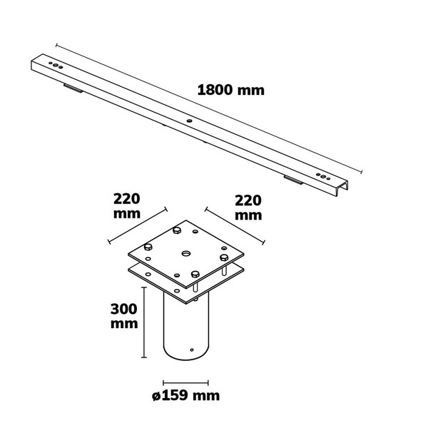 Isoled Traverse mit Zopfmaß 133mm für 3/5 Flutlichter 117051
