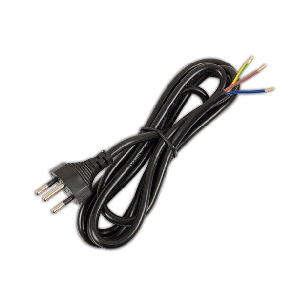 Isoled Anschlussleitung 1,5m mit Stecker Typ J - Schweiz, H05VV-F3G0,75mm², schwarz, offene Enden 117061