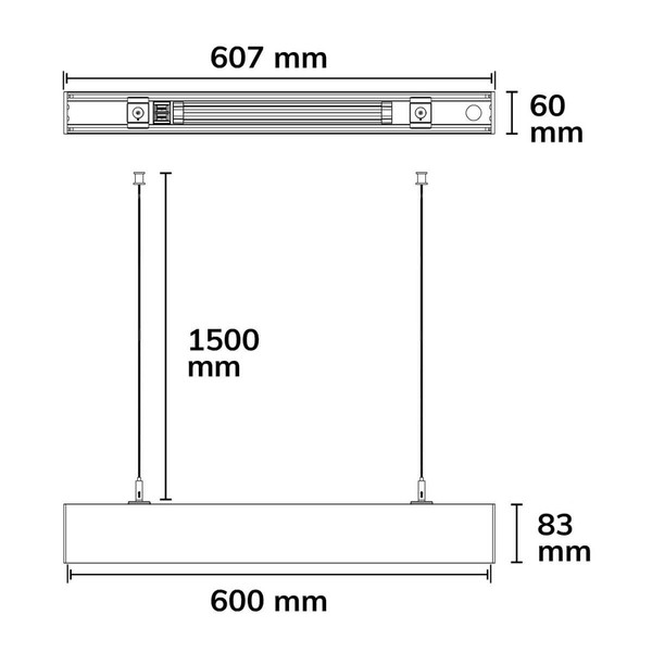 Isoled LINKLINE50 LED Aufbau/Hängeleuchte, 60cm, 15W, UGR<19 2H/2H, weiß, 3000/4000K, DALI dimmbar 117064