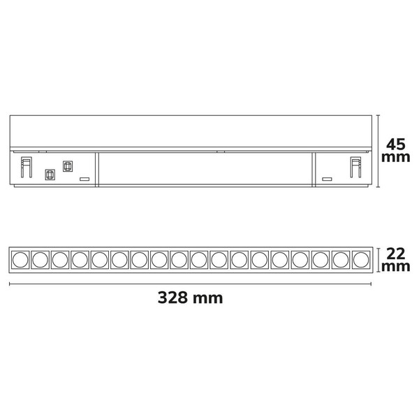 Isoled Track48 Leuchte 32cm schwarz, 18W, 36°, UGR<19, 48V DC, 4000K, CRI90, Line+, DALI dimmbar 117079