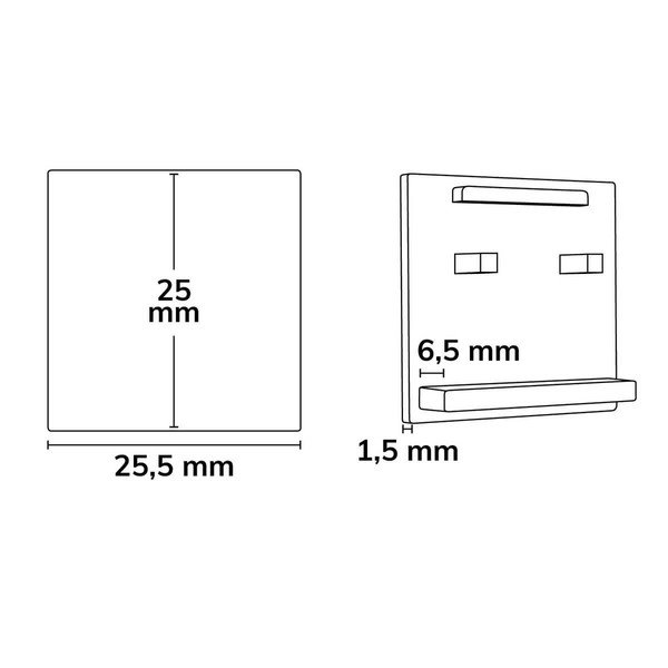Isoled Endkappe außenliegend, weiß für Track48 Schiene flat (H25) mit transluz., bündigem COVER, 2 STK 117114