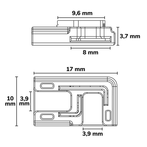 Isoled Kontakt-Verbinder 90° (max. 5A) K3-208 für 2-pol. IP20 Flexstripes mit Breite 8mm 117152