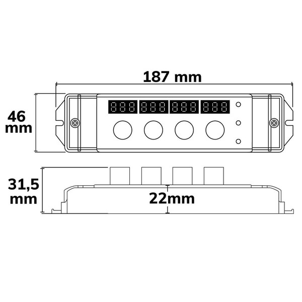 Isoled Sys-Pro Drehknopf/Funk Multi-PWM-Dimmer, GROW, 1-4 Kanal, 12-48V DC 4x3A 4/8KHz 117154