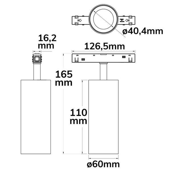 Isoled Track48 Schienenstrahler schwarz, 12W, 30°, UGR<19, 48V DC, 1800-4000K, CRI90, DALI DT8 117230