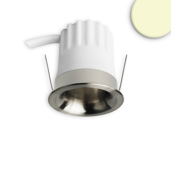 Isoled LED Einbaustrahler BACK32, nickel geb., rund, 5W, CRI90, 2700K, rückversetzt, Honeycomb, dimmbar 117250
