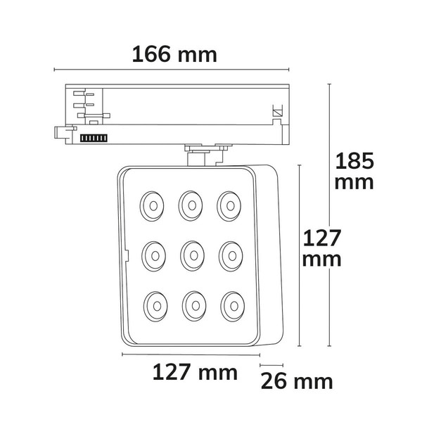 Isoled 3-Phasen Schienenstrahler MATRIX, 20W, 40°, weiß, 3000K, UGR<19 117298