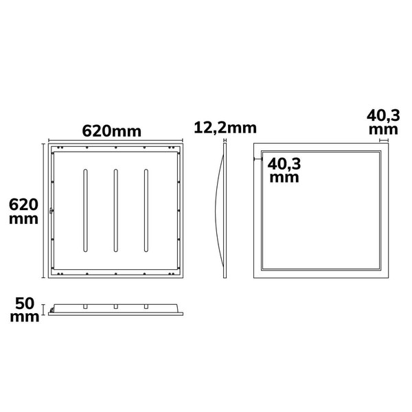 Isoled LED Panel Infinity Line 625 UGR<19 4H/8H, CRI80, 36W, ColorSwitch 3000/4000/6000K, KNX dimmbar 117315