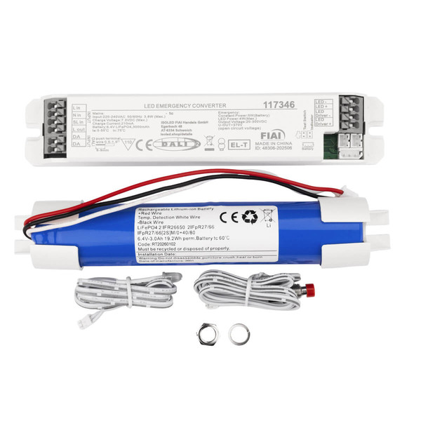 Isoled Notstrom-Akkumodul LiFePO4 EL-T Selftest 3000mAh, 5W (20-300 V), DALI DT1 117346