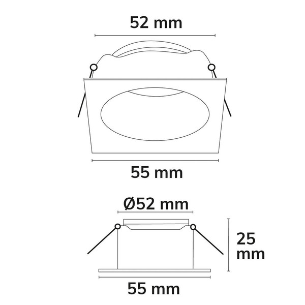 Isoled Einbaurahmen für MR11/GU10 Mini Spots, eckig, schwarz 117361
