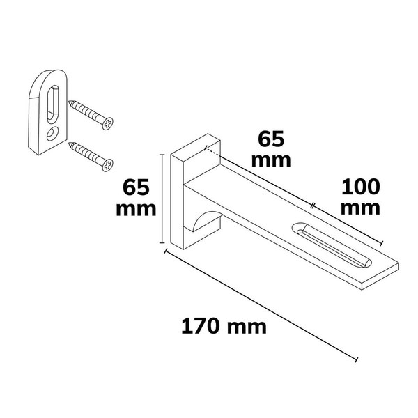 Isoled Wandausleger für Gardinenprofile, lang, 2 Stück, schwarz 117425
