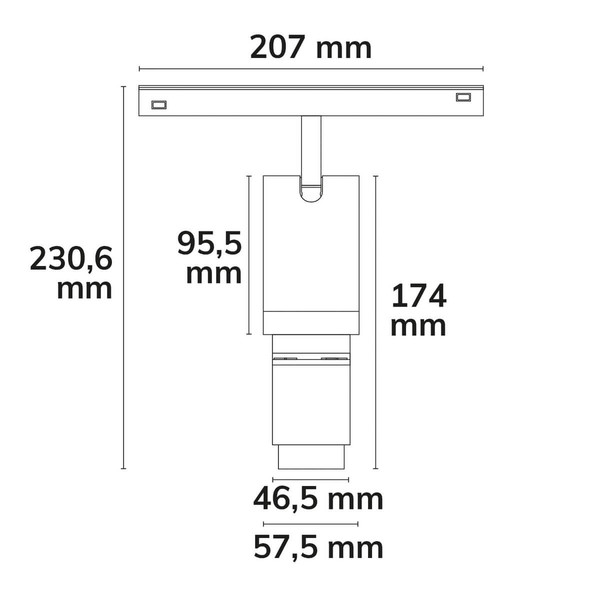 Isoled Track48 Konturenstrahler SHAPE, 20W, 30°, schwarz, 4000K, CRI90, DALI dimmbar 117431
