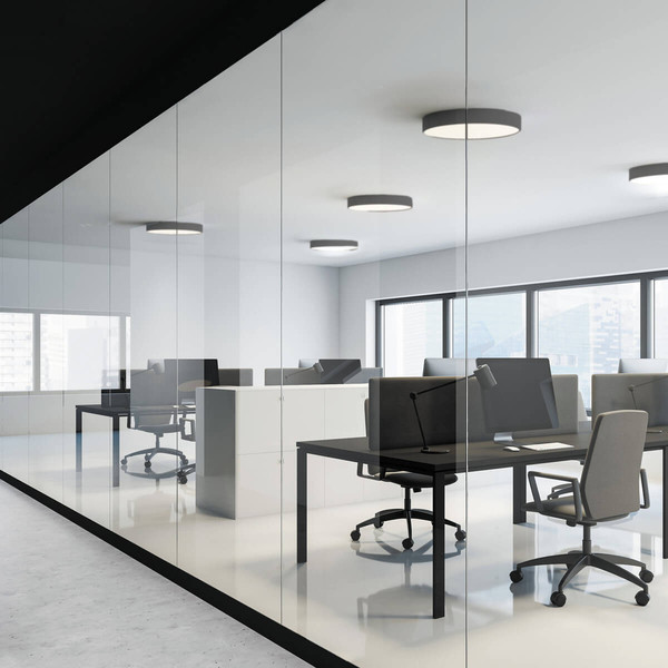 Isoled LED Deckenleuchte UGR<19 2H, schwarz, 30W, IP44, DN400, ColorSwitch 2700/3000/4000K, DALI dimmbar 117490