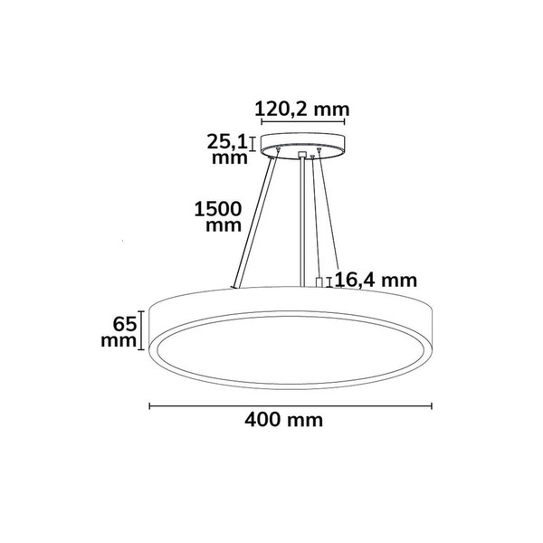 Isoled LED Hängeleuchte UGR<19 2H, weiß, 20W/30W, IP42, DN400, ColorSwitch 2700/3000/4000K, dimmbar 117516
