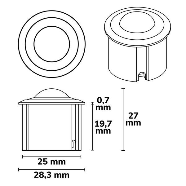 Isoled DALI-2 Master Mini-PIR-Einbau-Bewegungs-/Lichtsensor, H:3m, benötigt DALI-Bus Spannung weiß 117574