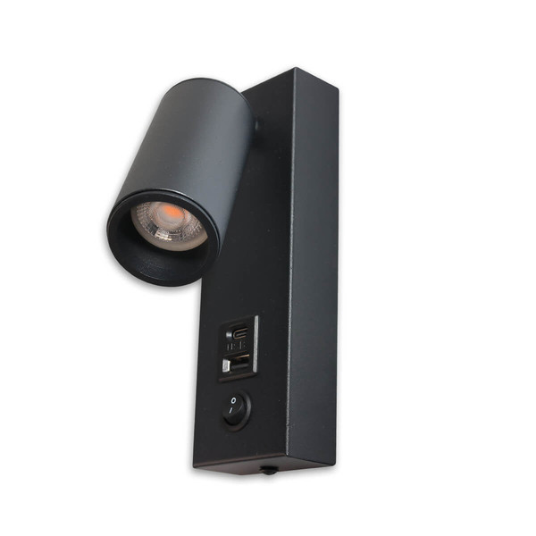 Isoled LED Leseleuchte, 4,5W, schwarz, mit USB-A und USB-C Ladebuchse, 3000K 117575