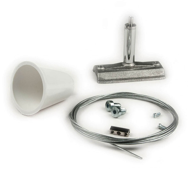 ISOLED Seilabhängung (1 Stk) für 3ph Stromschiene Classic mit Gegenstück inkl. Baldachin und Stahlseil 2m