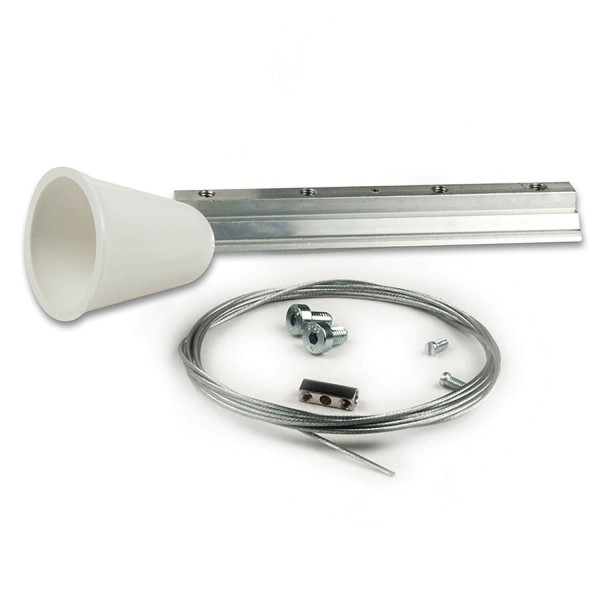 ISOLED Seilabhängung (1 Stk) für 3ph Stromschiene Classic mit Montageplatte inkl. Baldachin u. Stahlseil 2m