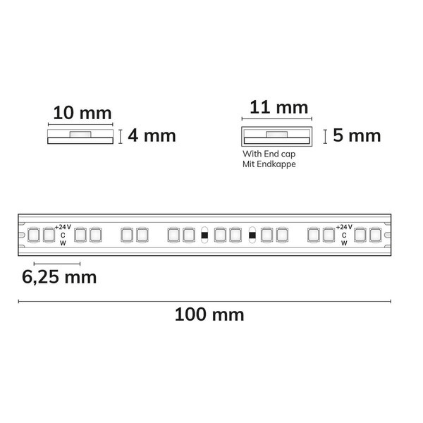 Isoled LED AQUA918/940 Linear CCT Flexband, 24V DC, 7W/7W, IP68, 5m Rolle, 160LED/m 117714