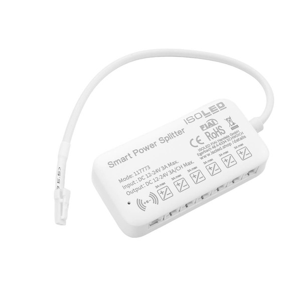 Isoled MiniAMP Power-Splitter 6-fach, Single Color, 12-24V DC, mit Master Sensor-Port 117773