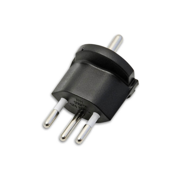 Isoled Fixadapter CH Typ 12 auf Schuko CEE 7/7, schwarz, nicht demontierbar, 10A 117827
