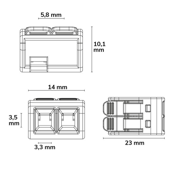 Isoled Hebelklemme, 2-polig, 0,2-4mm², 50Stk, 450V/32A, alle Leiterarten, werkzeuglos Kabel verbinden 117906