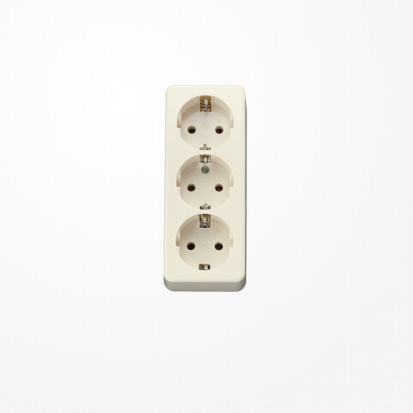 Jung 10S23L SCHUKO-Dreifach-Steckdose, mit Zugentlastung, bruchsicher, weiß