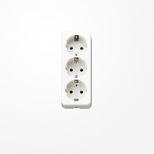 Jung 10S23LWW SCHUKO-Dreifach-Steckdose, mit Zugentlastung, bruchsicher, alpinweiß