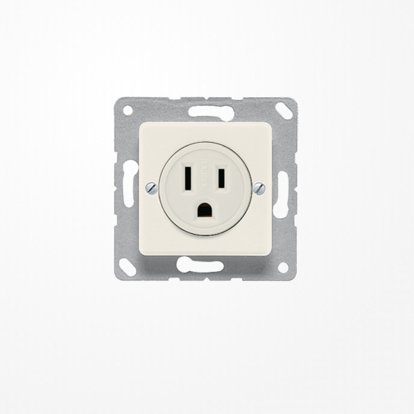 Jung 121-15 Steckdose, US-Norm NEMA, 15 A 125 V ~, Schraubklemmen, Thermoplast, 50x50 mm, weiß