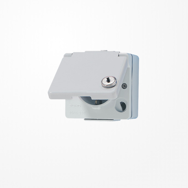 Jung 620WSL SCHUKO-Steckdose, Klappdeckel, mit Sicherheitsschloss, IP 44, WG 600