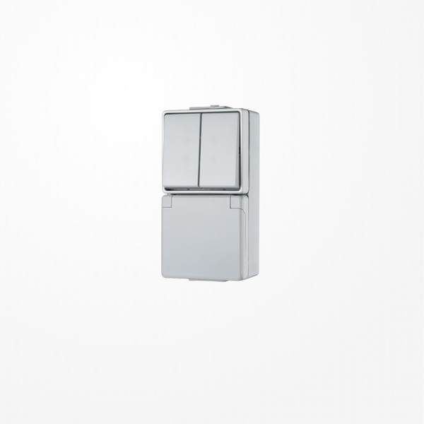 Jung 675W SCHUKO-Steckdose 16 A 250 V ~ mit Serienschalter 10 AX 250 V ~, IP 44, WG 600