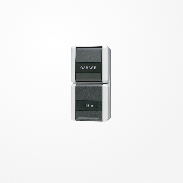 Jung 876NAW SCHUKO-Steckdose 16 A 250 V ~ mit Schalter Universal Aus-Wechsel 10 AX 250 V ~, mit Schriftfeld, IP 44, WG 800