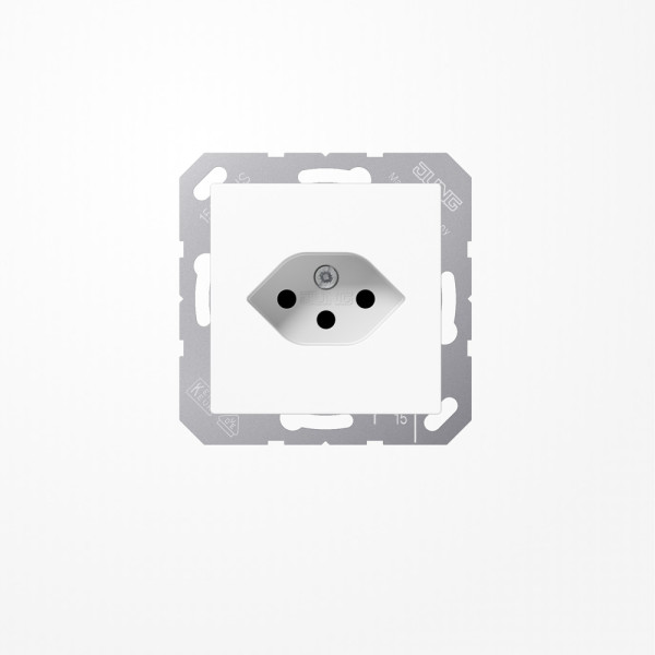 Jung A1520-13BFSEVWW Einfach-Steckdose, Schweizer Norm, Typ 13, Serie AS/A, alpinweiß