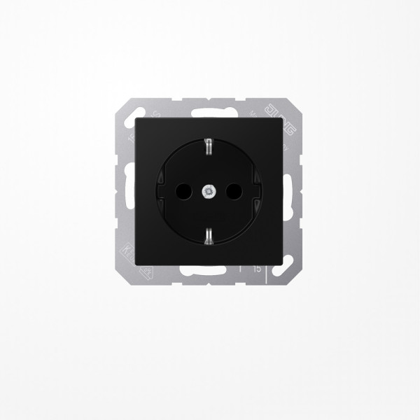 Jung A1520BFKISWM SCHUKO-Steckdose, 16 A 250 V ~, SAFETY+, Thermoplast lackiert, Serie A, graphitschwarz matt