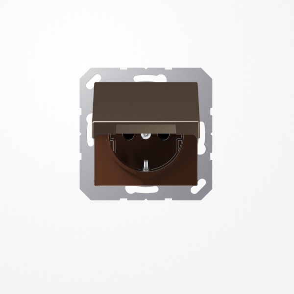 Jung A1520BFKLMO SCHUKO-Steckdose, 16 A 250 V ~, Klappdeckel, Thermoplast lackiert, Serie A, mokka