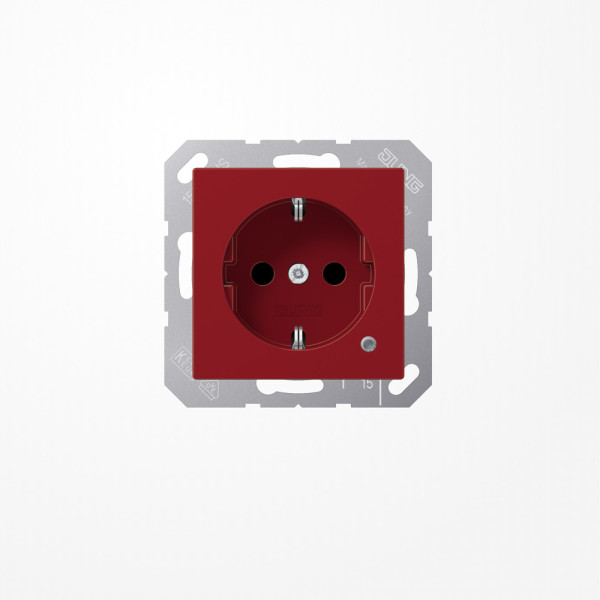 Jung A1520BFKORT SCHUKO-Steckdose, 16 A 250 V ~, mit Funktionsanzeige, SAFETY+, Thermoplast, Serie AS/A, rot
