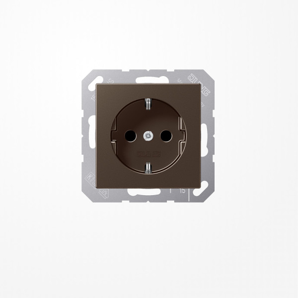 Jung A1520KIMO SCHUKO-Steckdose, 16 A 250 V ~, SAFETY+, Duroplast lackiert, Serie A, mokka