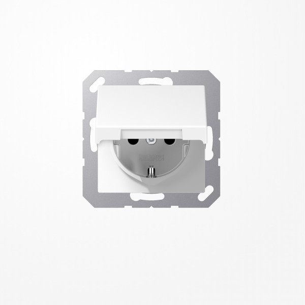 Jung A1520KLWW SCHUKO-Steckdose, 16 A 250 V ~, Klappdeckel, Duroplast, Serie A, alpinweiß