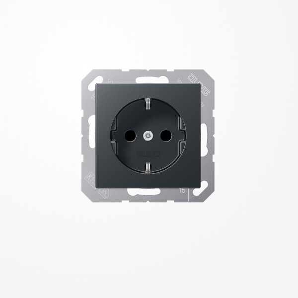 Jung A1521BFANM SCHUKO-Steckdose, 16 A 250 V ~, Schraubklemmen, Thermoplast lackiert, Serie A, anthrazit matt