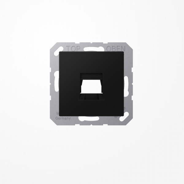 Jung A1569-15WESWM Abdeckung (gerastet) für Modular-Jack-Steckbuchsen, 1fach, EMT, AMP, MTRJ, Serie A, graphitschwarz matt