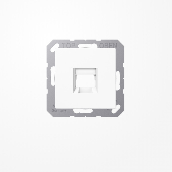 Jung A1569-15WEWW Abdeckung (gerastet) für Modular-Jack-Steckbuchsen, 1fach, EMT, AMP, MTRJ, mit Schriftfeldern, Serie AS/A, alpinweiß