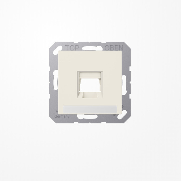 Jung A1569-1NAWE Abdeckung (gerastet) für Modular-Jack-Steckbuchsen, 1fach, UMA-CAT6A, RADIALL, Panduit, Assmann, mit Schriftfeld, Serie AS, weiß