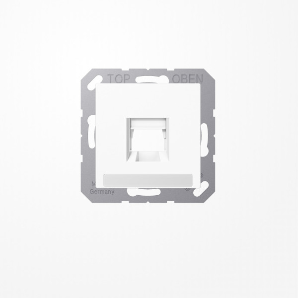 Jung A1569-1NAWEWW Abdeckung (gerastet) für Modular-Jack-Steckbuchsen, 1fach, UMA-CAT6A, RADIALL, Panduit, Assmann, mit Schriftfeld, Serie AS/A, alpinweiß