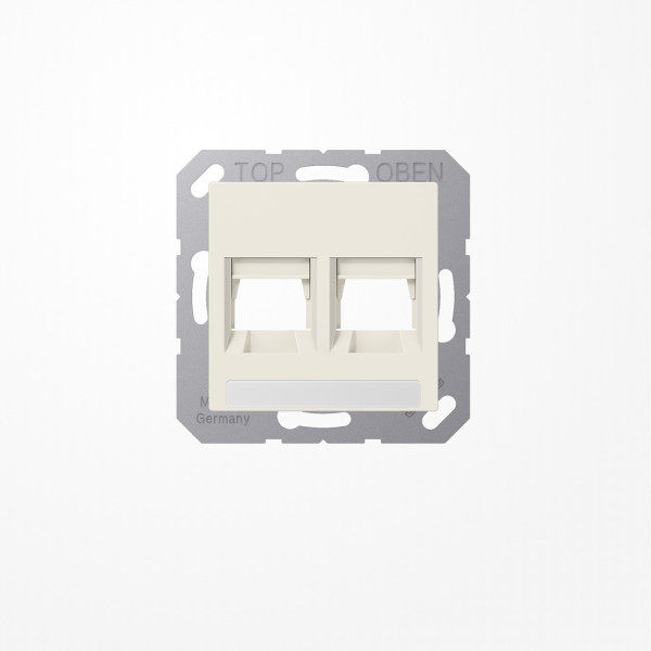 Jung A1569-25NAWE Abdeckung (gerastet) für Modular-Jack-Steckbuchsen, 2fach, EMT, AMP, MTRJ, mit Schriftfeld, Serie AS, weiß