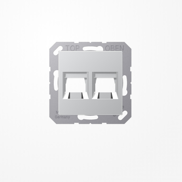 Jung A1569-25WEAL Abdeckung (gerastet) für Modular-Jack-Steckbuchsen, 2fach, EMT, AMP, MTRJ, Serie A, aluminium