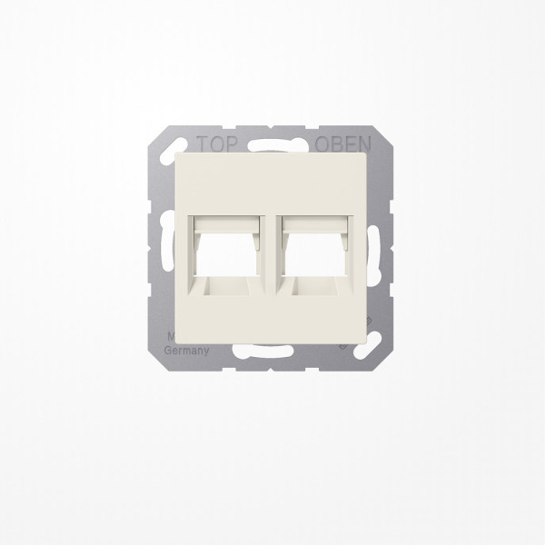 Jung A1569-2WE Abdeckung (gerastet) für Modular-Jack-Steckbuchsen, 2fach, UMA-CAT6A, RADIALL, Panduit, Assmann, Serie AS, weiß