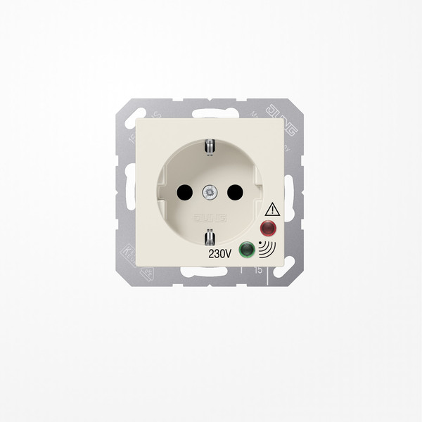 Jung A521UF SCHUKO-Steckdose, Schraubklemmen, mit Funktionsanzeige, mit Überspannungsschutz, Duroplast, Serie AS, weiß