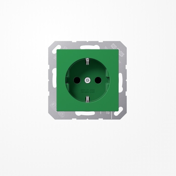 Jung ABA1520BFKIGN SCHUKO-Steckdose, 16 A 250 V ~, SAFETY+, Thermoplast antibakteriell, Serie AS, grün (für SV)