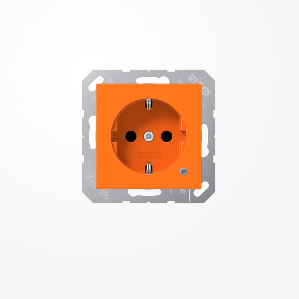 Jung ABA1520BFKOO SCHUKO-Steckdose, 16 A 250 V ~, mit Funktionsanzeige, SAFETY+, Thermoplast antibakteriell, Serie AS/A, orange (für ZSV)