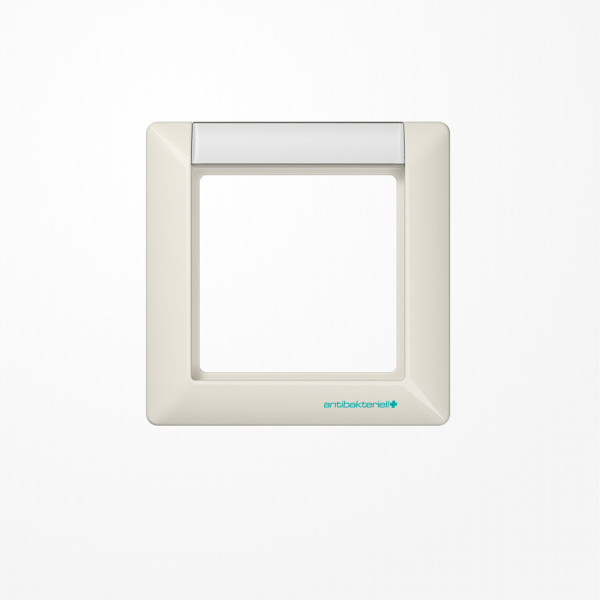 Jung ABAS581NA Rahmen 1fach, mit Schriftfeld, senkrechte Montage, Duroplast antibakteriell, AS 500 antibakteriell, weiß