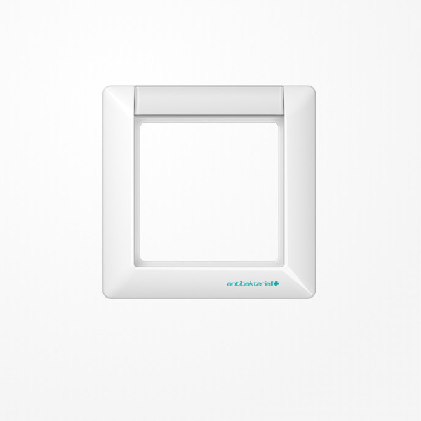 Jung ABAS581NAWW Rahmen 1fach, mit Schriftfeld, senkrechte Montage, Duroplast antibakteriell, AS 500 antibakteriell, alpinweiß